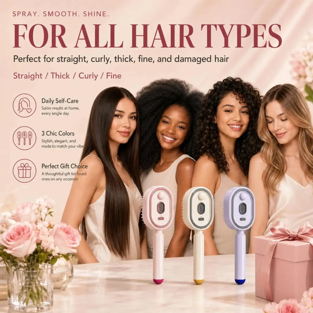 Rechargeable Electric Steam Hair Straightener Brush