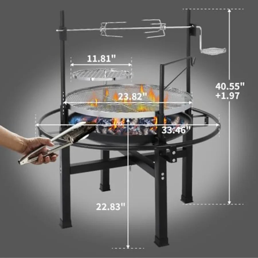 Outdoor Wood Burning Fire Pit with Swivel Cooking Grate