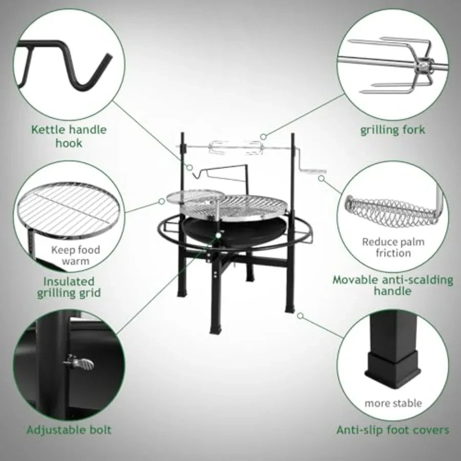 Outdoor Wood Burning Fire Pit with Swivel Cooking Grate