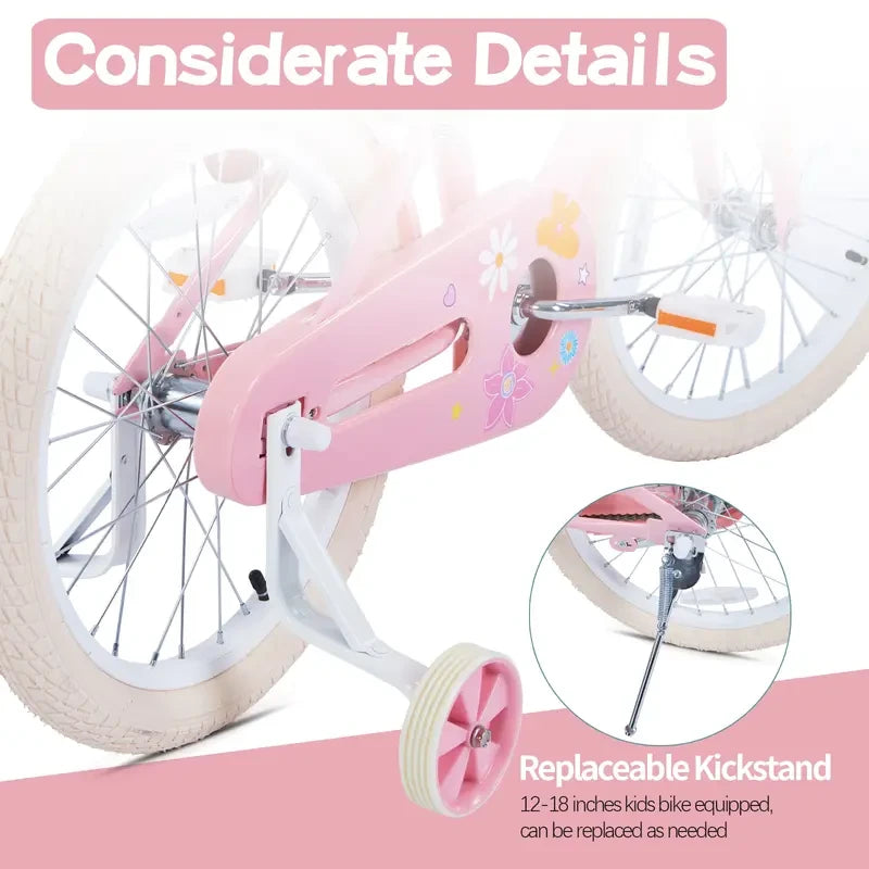 JMMD Durable Girls Bike with Training Wheels