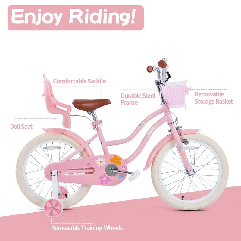 JMMD Durable Girls Bike with Training Wheels