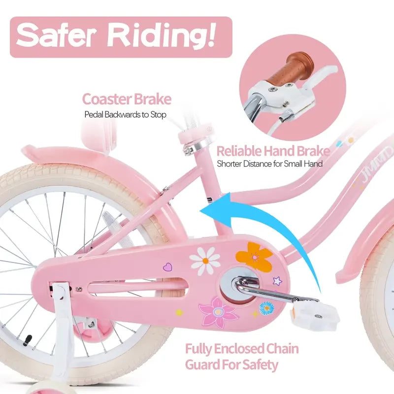 JMMD Durable Girls Bike with Training Wheels