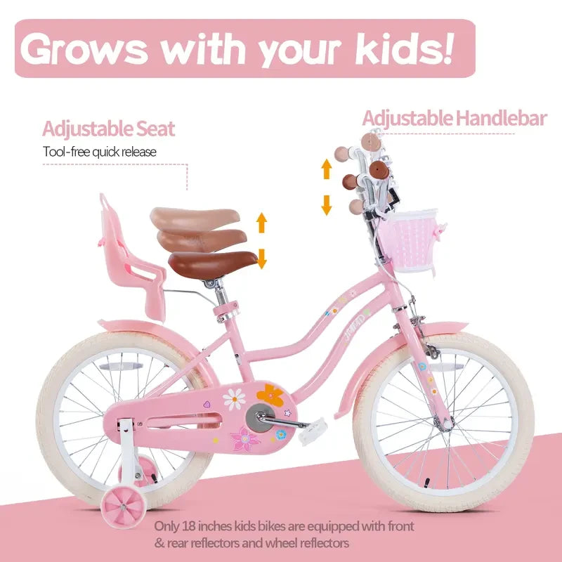 JMMD Durable Girls Bike with Training Wheels